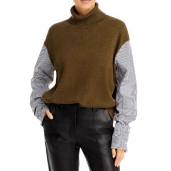 DEREK LAM 10 CROSBY Corinne Mix Media Turtleneck Sweater Size - Small - Picture 1 of 7